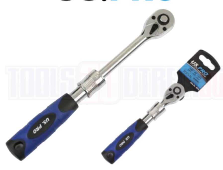 US PRO Tools 1/4"" dr 72t Extendable Ratchet For Sockets 160mm - 200mm 4204