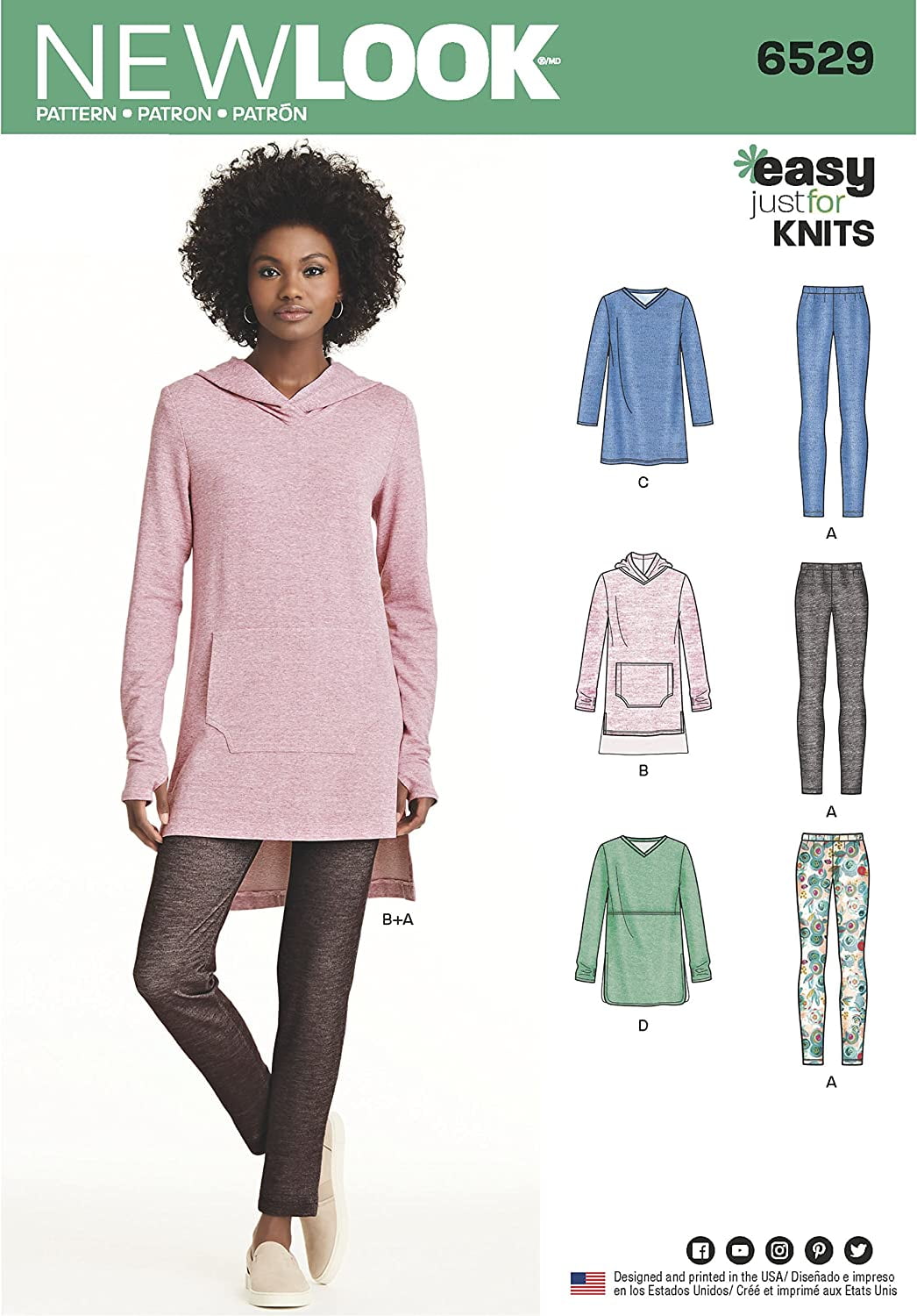 NEW LOOK 6529 MISSES' KNITS TUNICS & LEGGINGS Easy Sewing Pattern  Sizes XS-XL