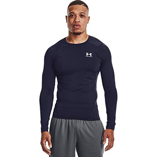 Under Armour Men's Armour Heatgear Compression Long-Sleeve T-Shirt Midnight Navy (410)/White, Medium