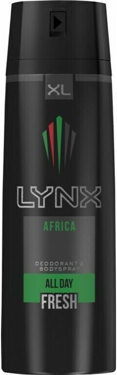 Lynx XL Africa Body Spray 48H Fresh Mandarin & Sandalwood Scent Deo 200ml, 18 Pk