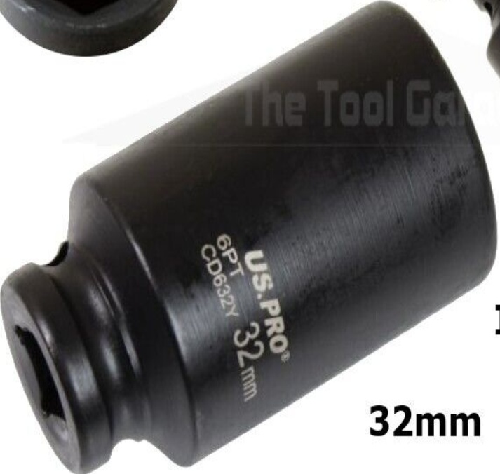 US PRO Single 1/2"" Dr 32MM 6 Point Deep Impact Socket 1368