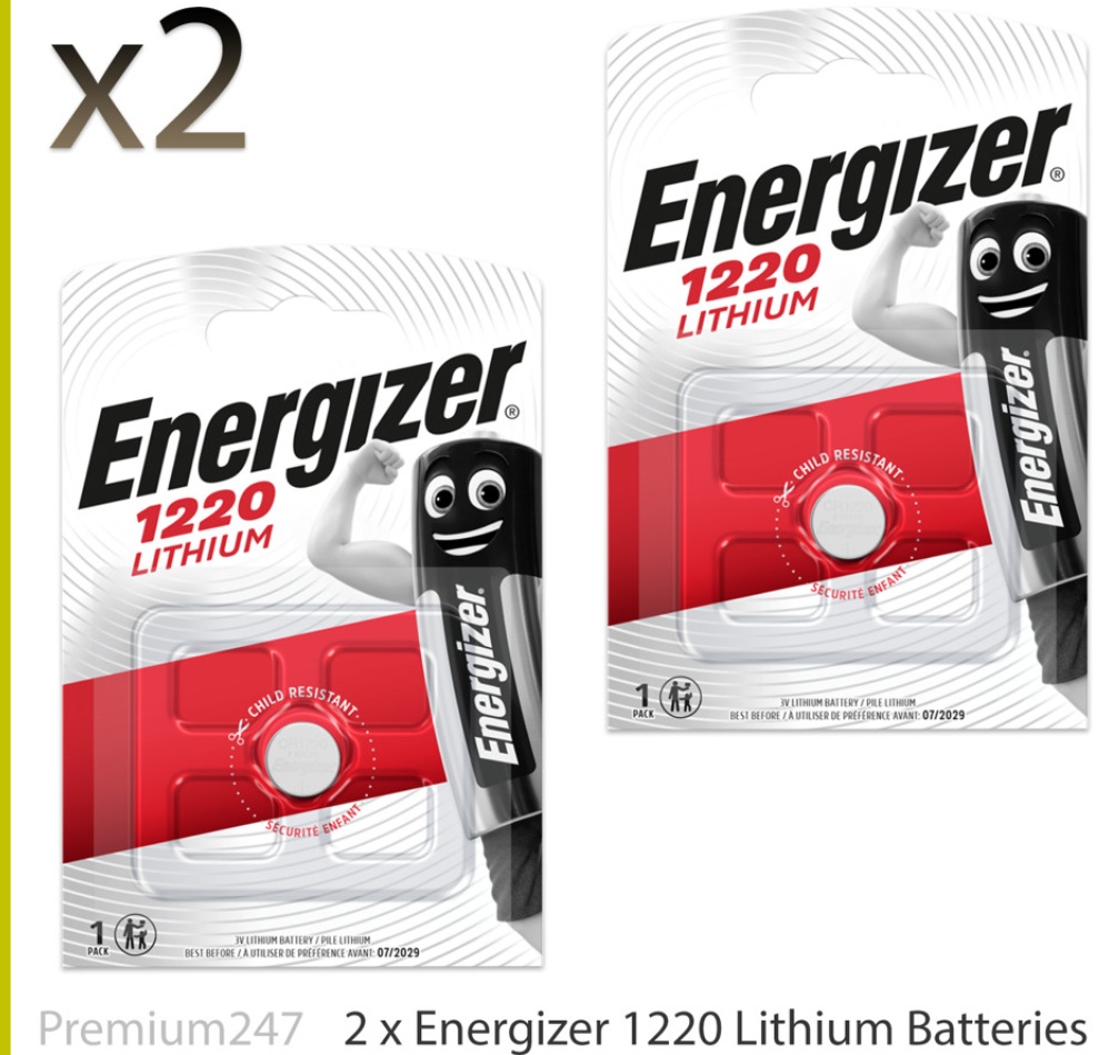 Lithium Cell Batteries, CR1220, 2x12.5mm, 3v, Sold Individually