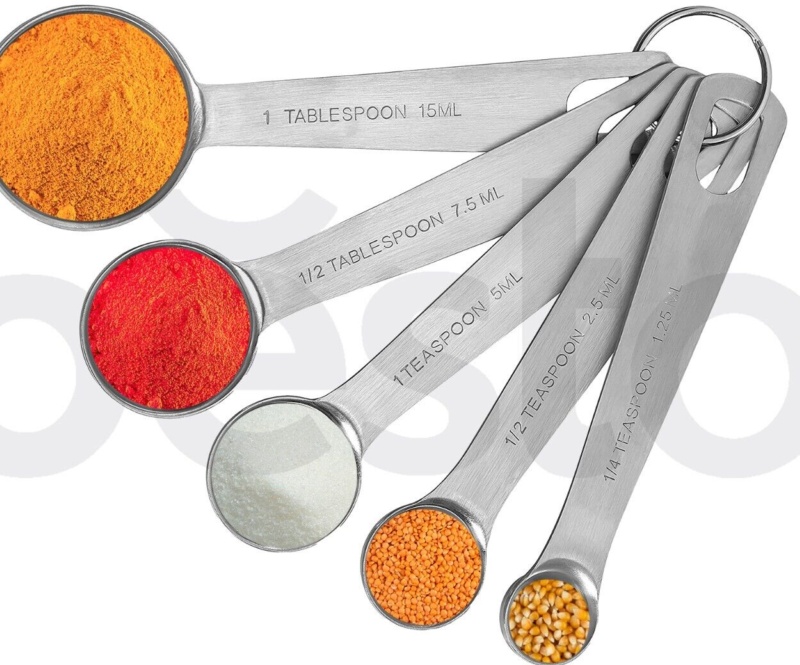5xStainless Steel Chef Measuring Spoons Set Cooking Baking Kitchen Utensils Tool