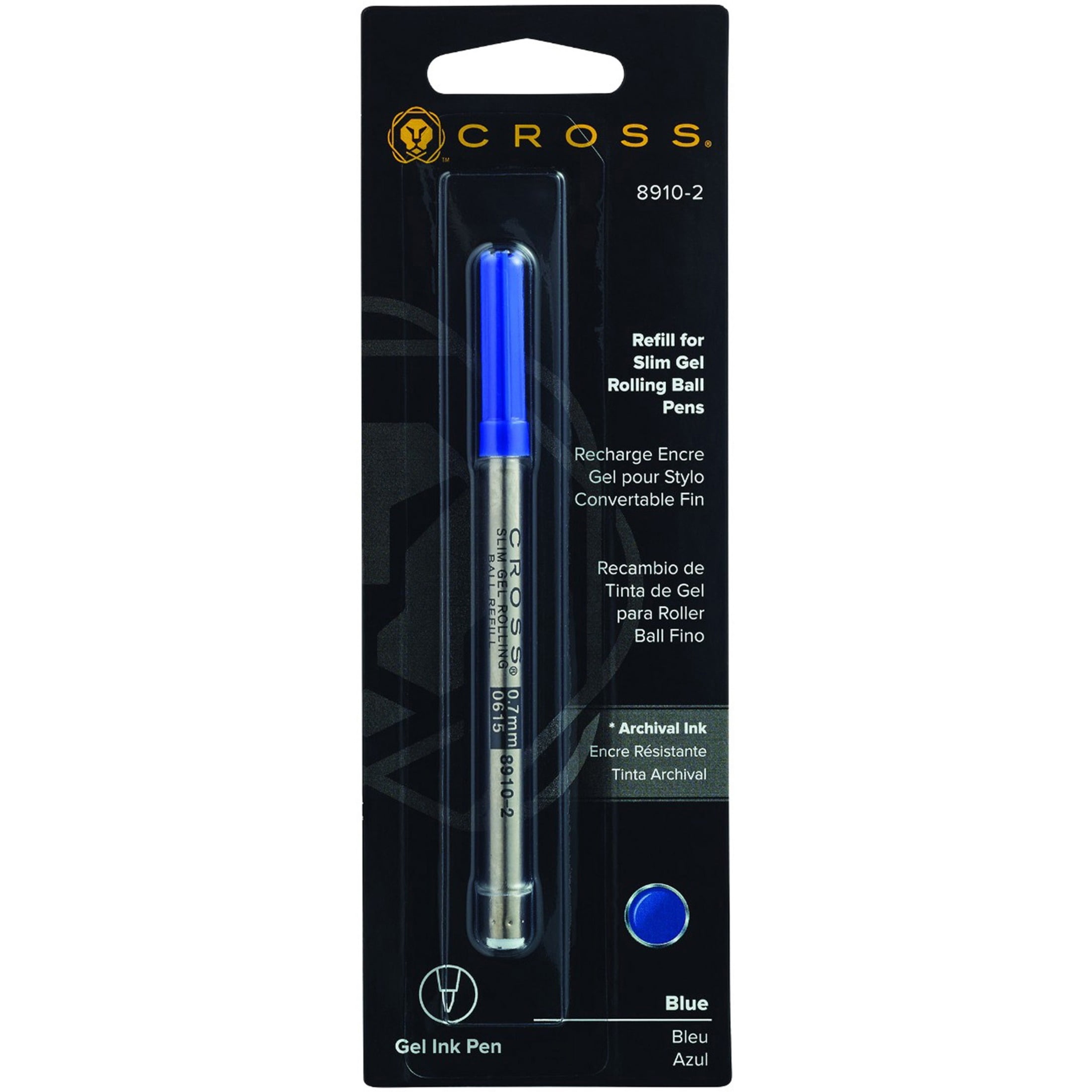 Cross Slim Gel Rolling Ball Refill 1Per Card (8910-2) Blue