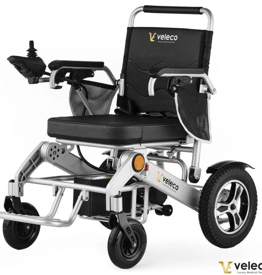 Veleco COSMO: easy-to transport, folding electric-powered wheelchair