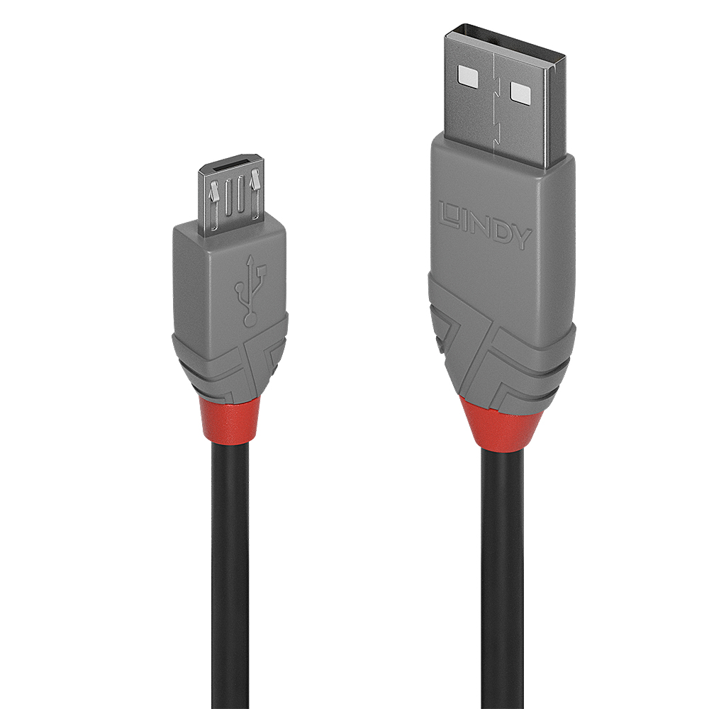 Lindy 36733 2M Usb-A M 2.0 To Usb Micro-B M 2.0 Anthra Line 480Mbps Cable - Blac
