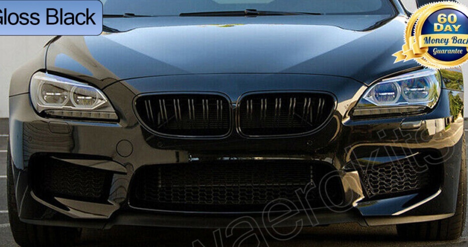 FOR BMW 6SERIES F06 F12 F13 FRONT KIDNEY GRILLE GLOSS BLACK DOUBLE SLAT M6 STYLE