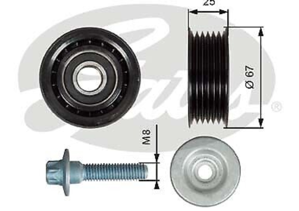 V-belt pulley Plastic T36619 GATES for MERCEDES-BENZ C-CLASS Coupe C-CLASS CLS