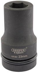 Draper 05138 Draper Hi-TORQ Deep Impact Socket 1"" Sq Dr 23mm