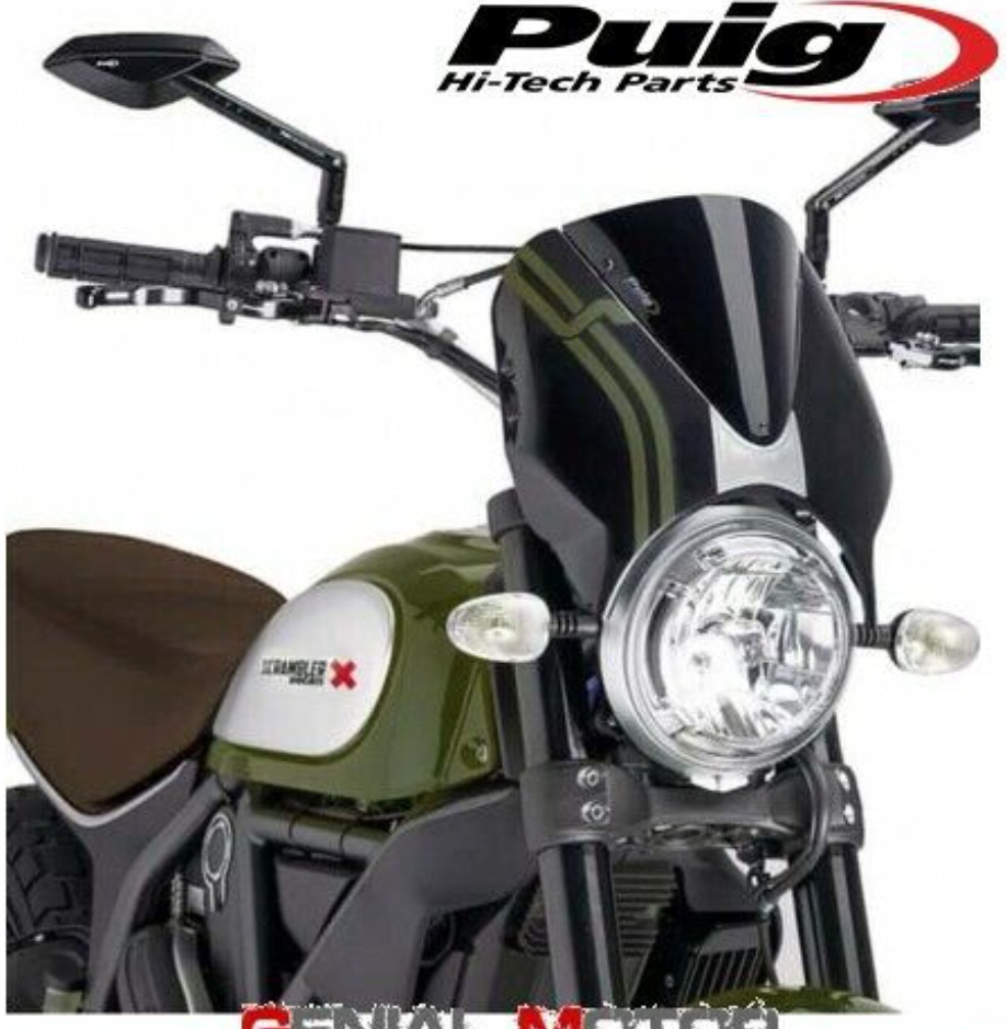 Puig Retrovision Blk Semi Fairing & Blk Screen Ducati Scrambler 1100 Sport 18-20