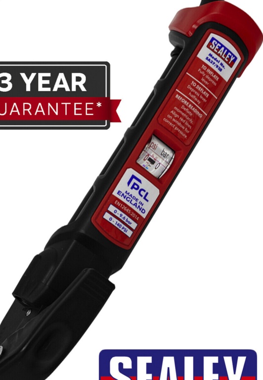 Sealey SA37-93B PCL Anodised Tyre Inflator with Twin Push-On Connector