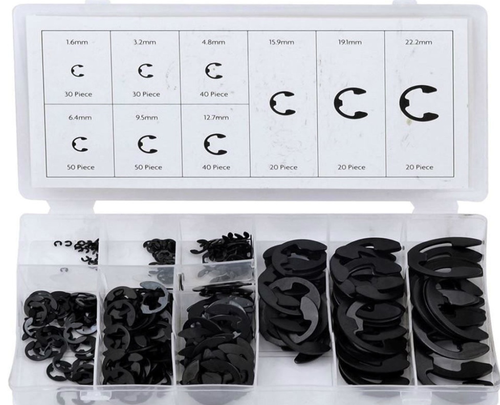 E-Clip Retaining Snap Ring Set 300pc External E Clip Retainer C Ring Circlips
