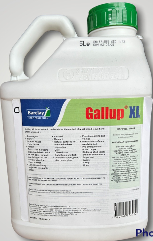 5L GALLUP XL INDUSTRIAL PROFESSIONAL GLYPHOSATE WEEDKILLER 360g/L + CUP & GLOVES