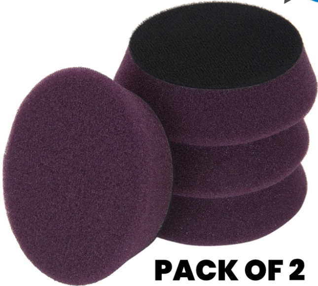 3D Car Care 3.5"" Dark Purple Heavy Cutting Foam Polish Pad 2 Pack For 3"" Backing