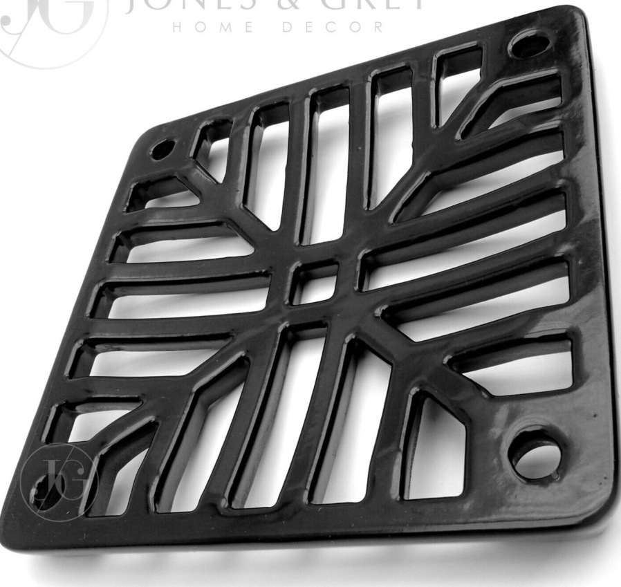 ROUND 7"" 177mm CAST METAL DRAIN COVER GULLY GRID GRATE LID CAP LEAF PLATE BLACK