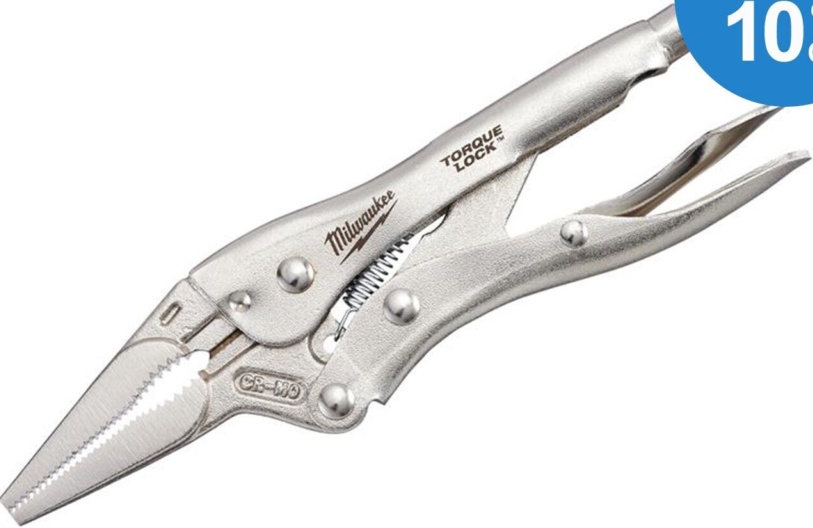 MILWAUKEE LONG NOSE LOCKING PLIERS - TORQUE LOCK 15cm (6"")  - 4932471731