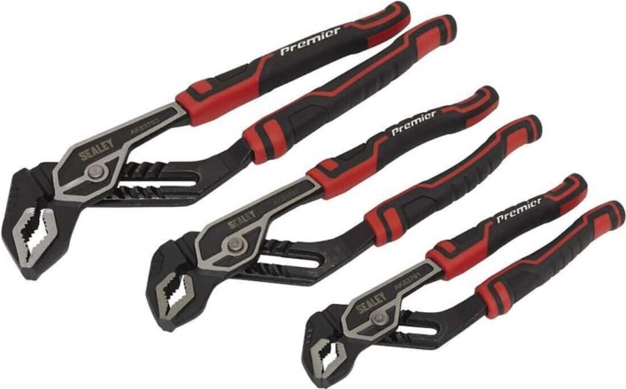 Sealey AK8379 Water Pump Pliers Set 3pc 200mm 250mm 300mm Comfort Grip