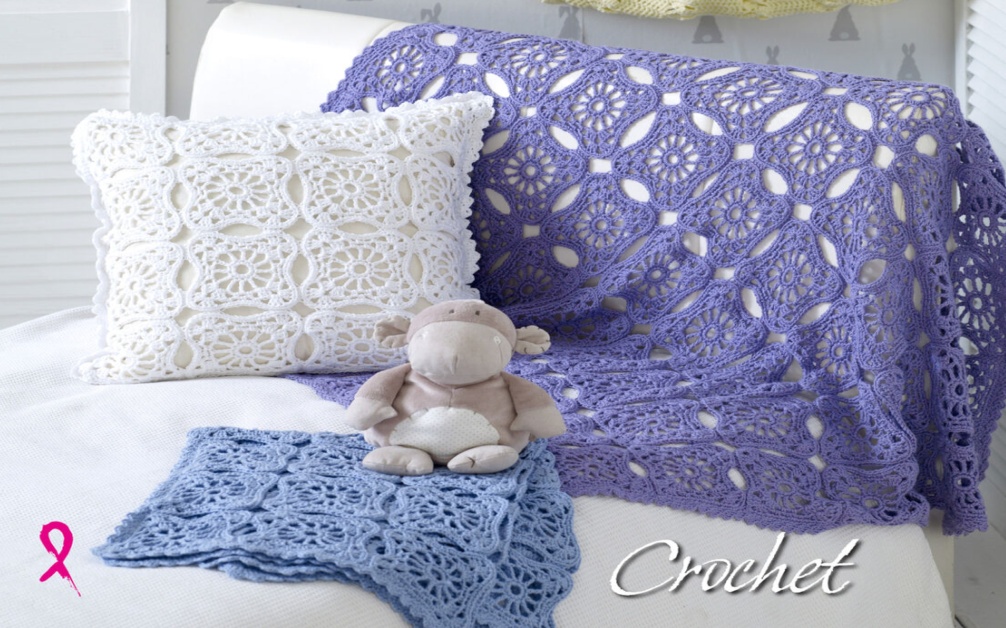 DK Crochet Pattern Cot or Pram Blanket Cushion Toy & Nappy Bag King Cole 5073