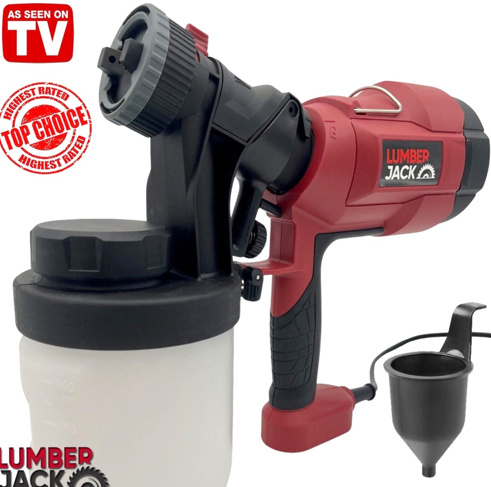 Electric Spray Gun 500W 900ml Tank 3 Patterns Brass Nozzle Adjustable Flow 240V