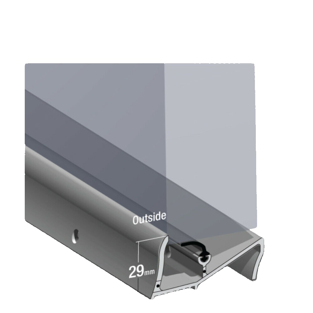 Stormguard Lowline Rain & Draught Excluder Threshold Aluminium In Rubber Silver