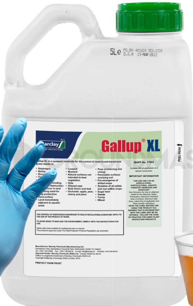5L Gallup XL Very Strong Glyphosate Weedkiller Weeds Roots + Free Cup & Gloves