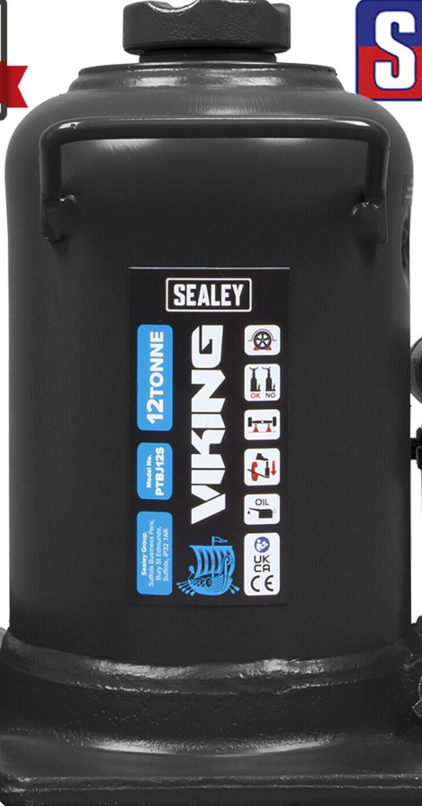 Sealey Premier Telescopic Bottle Jack 12 Tonne Hydraulic Ram 235mm-590mm PTBJ12S