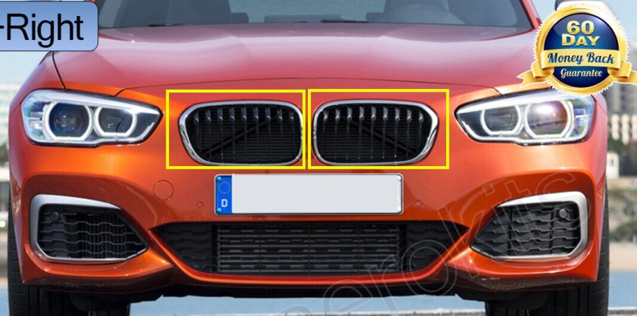 FOR BMW 1 SERIES F20 F21 2015-2019 FRONT KIDNEY GRILLE CHROME FRAME+BLACK SLATS