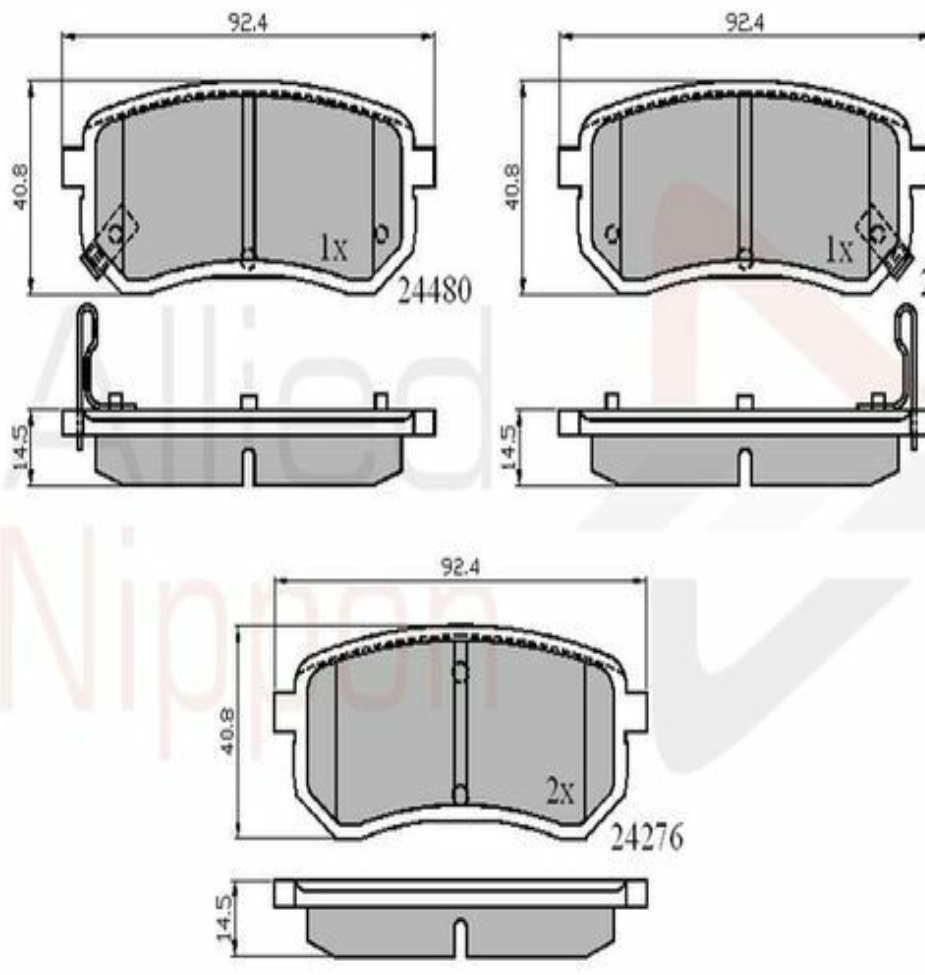 Brake Pads Set Rear ADB31320 Allied Nippon 58302-0XA00 58302-07A00 58302-07A10