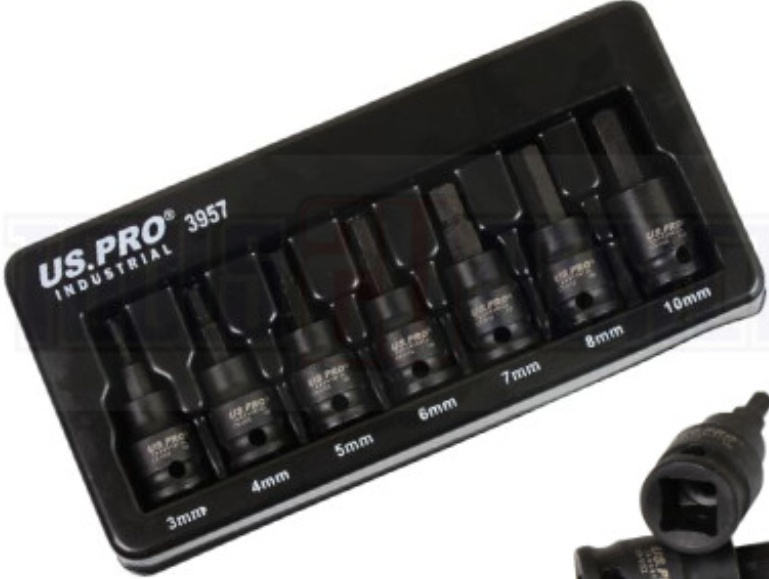 US PRO INDUSTRIAL 7PC 3/8"" DR Impact Hex Bit Socket Set H3 - H10 3957
