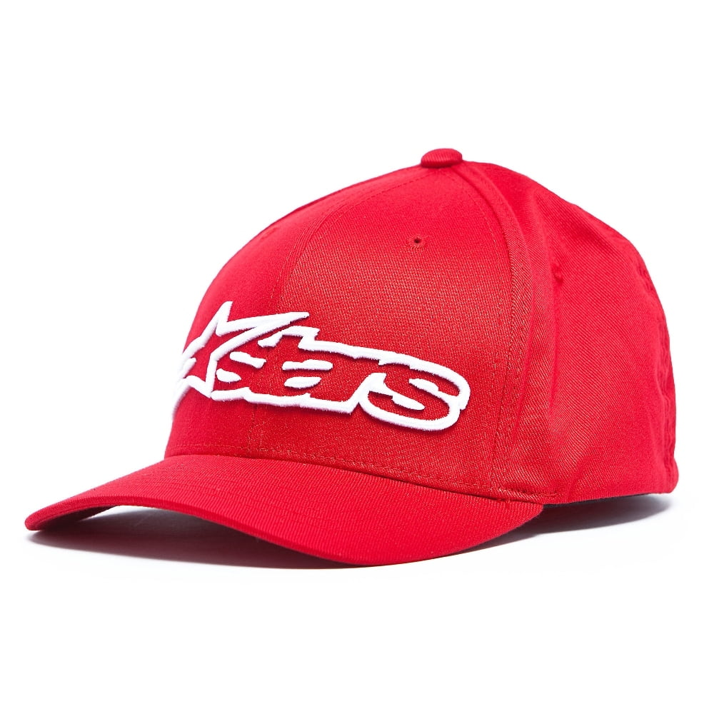 Alpinestars Men's White,Red (S/M) Blaze Flexfit Curved Bill Cap Red / White