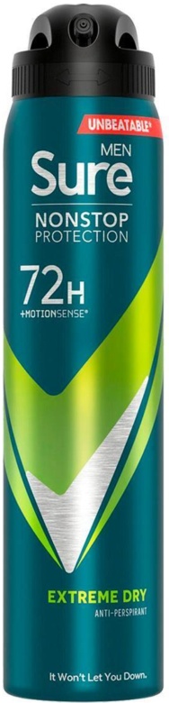 Sure Men Anti-perspirant 72H Nonstop Protection Extreme Dry Deodorant, 3x250ml