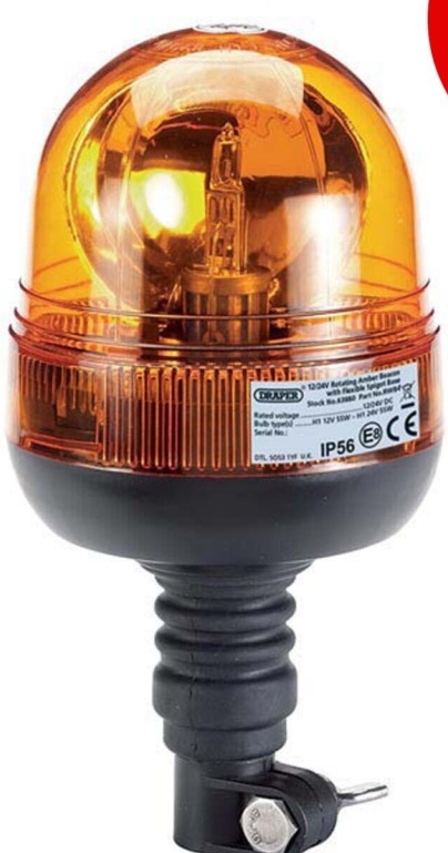 Draper 63880 12/24V Flexible Spigot Base Rotating Beacon