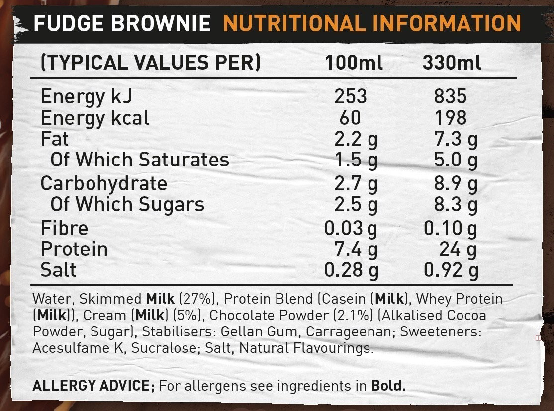 New Carb Killa High Protein Shake Fudge Brownie, X 330 Ml Grenade Size 8