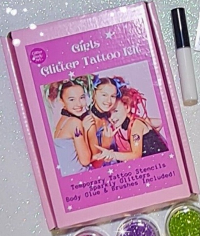 Childrens' Glitter Tattoo Kit for boys & girls, Temporary Tattoos Glitter Art