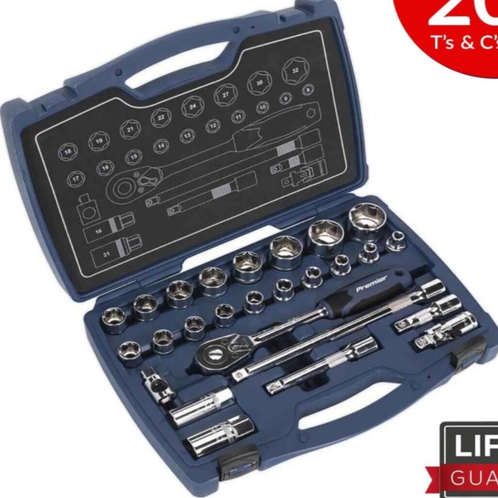 Socket Set 26pc 1/2""Sq Drive 6pt WallDrive® Metric