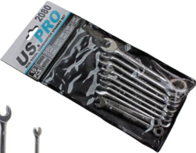 US PRO 10 Piece Metric Mini Equal Combination Spanner Set 4 - 11mm 2080