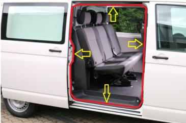 Sliding Door Seal Gasket for VW TRANSPORTER T5 T6 Bus Multivan, Black