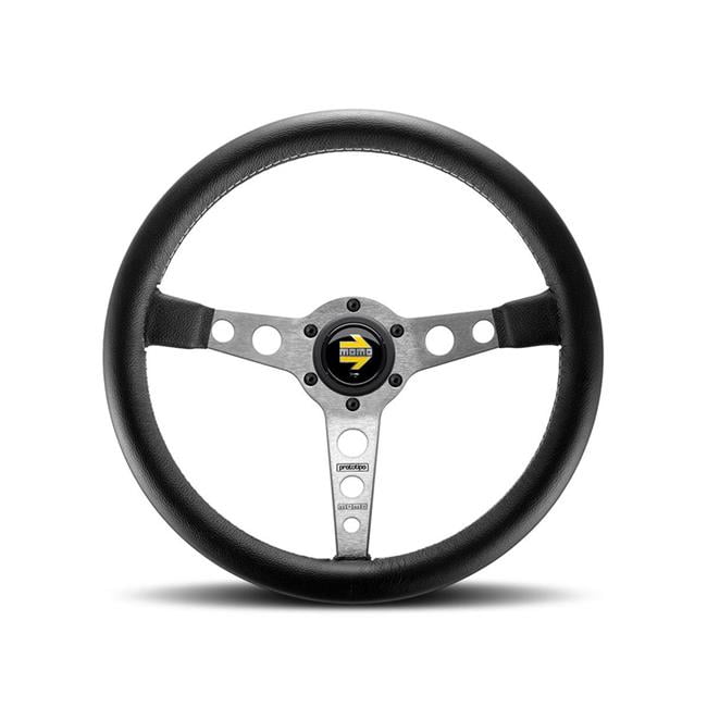 MOMO Prototipo Steering Wheel - Leather - Silver Spokes - 350mm - Premium