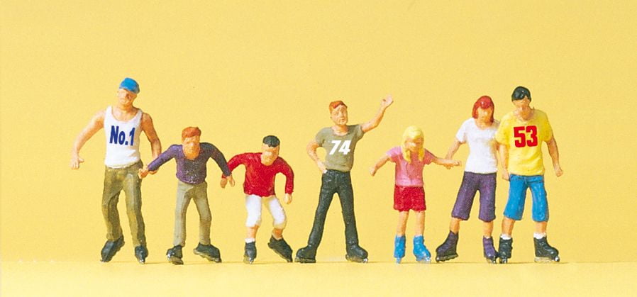 Preiser 10496 Inline Skaters (7) Exclusive Figure Set HO