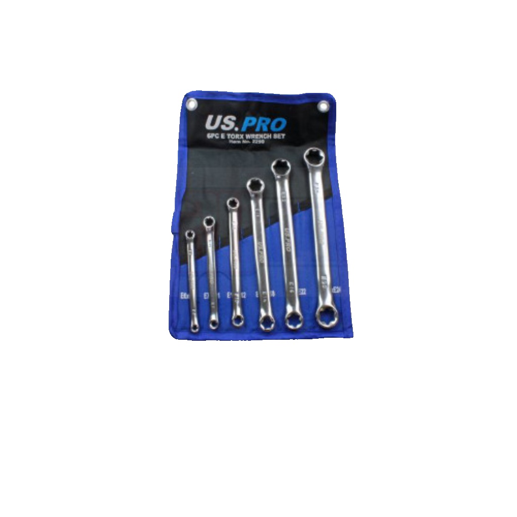 US PRO Tools 6PC E6-E24 TRX TORX E STAR RING SPANNER WRENCH SET IN ROLL 2290