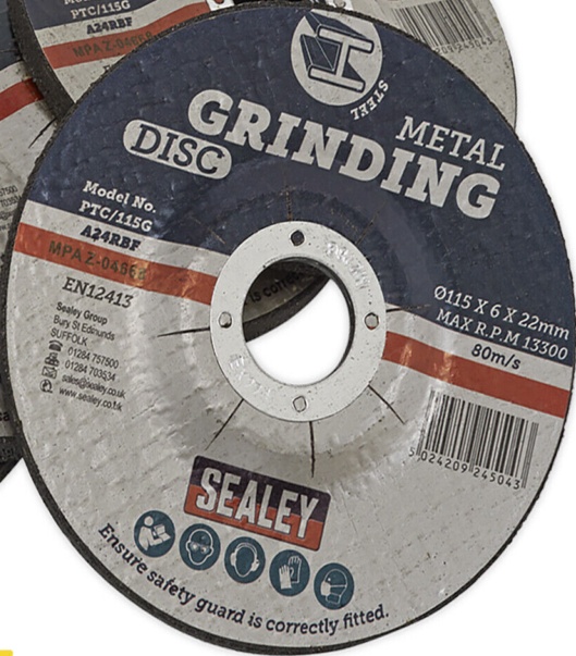 Sealey PTC-115G5 115 x 6mm Grinding Disc 22mm Bore - Pack of 5