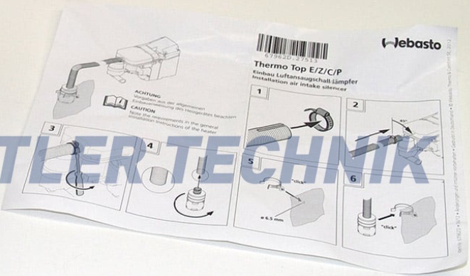 Genuine Webasto Thermo Top/Air Top Heater Combustion Air Intake Silencer 98141A