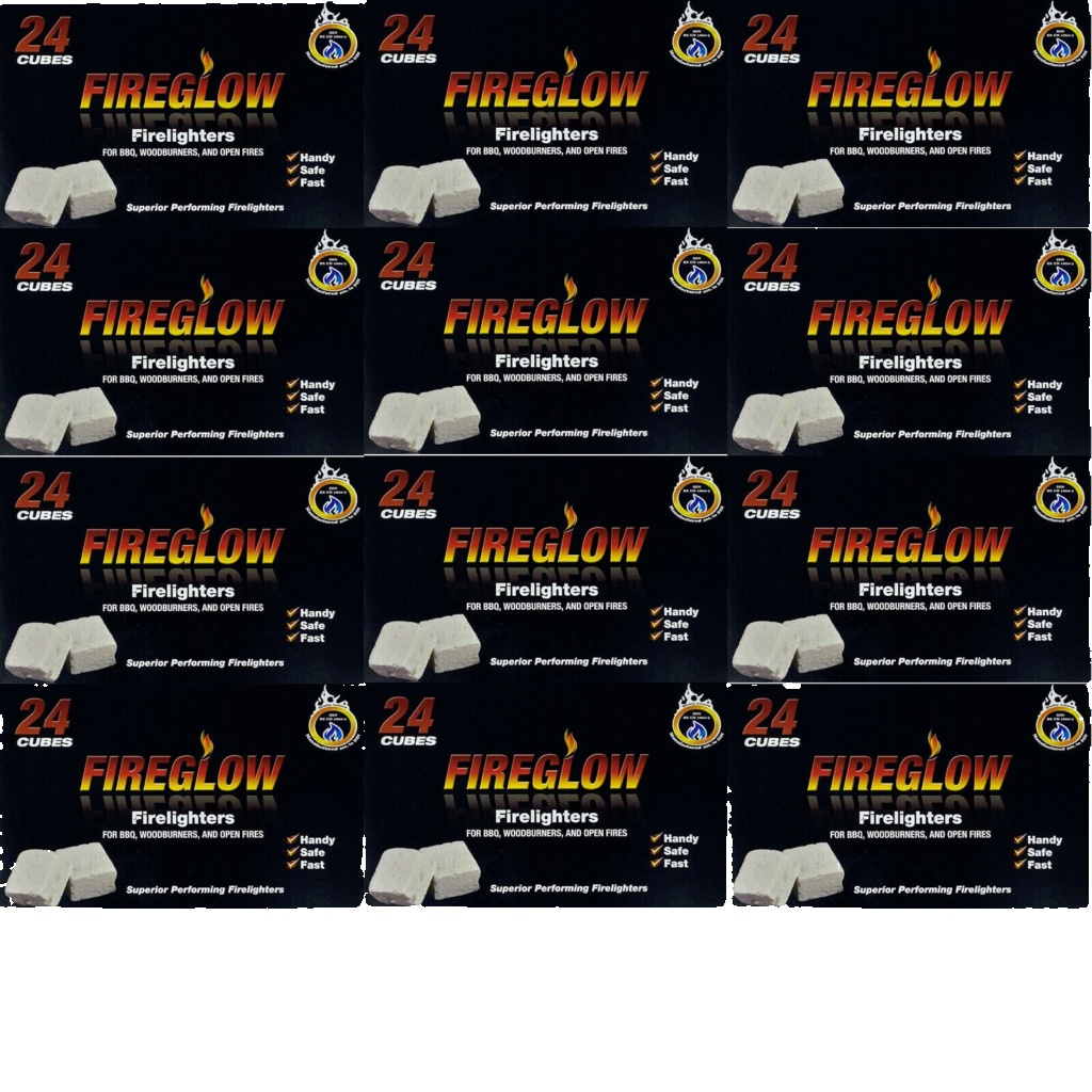 Fireglow 288 Firelighters in 12 Packs cube Hotspots Burners Fire Lighters BBQ
