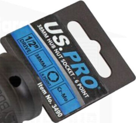 US PRO Tools 38mm 1/2"" dr 6 Point Deep Hub Nut Socket, Gearbox etc 3490