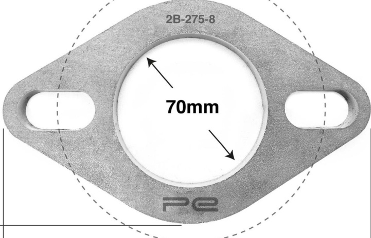 2.75"" 70mm 2 Bolt Exhaust Flange Repair Plate 8mm Stainless Steel Weld On