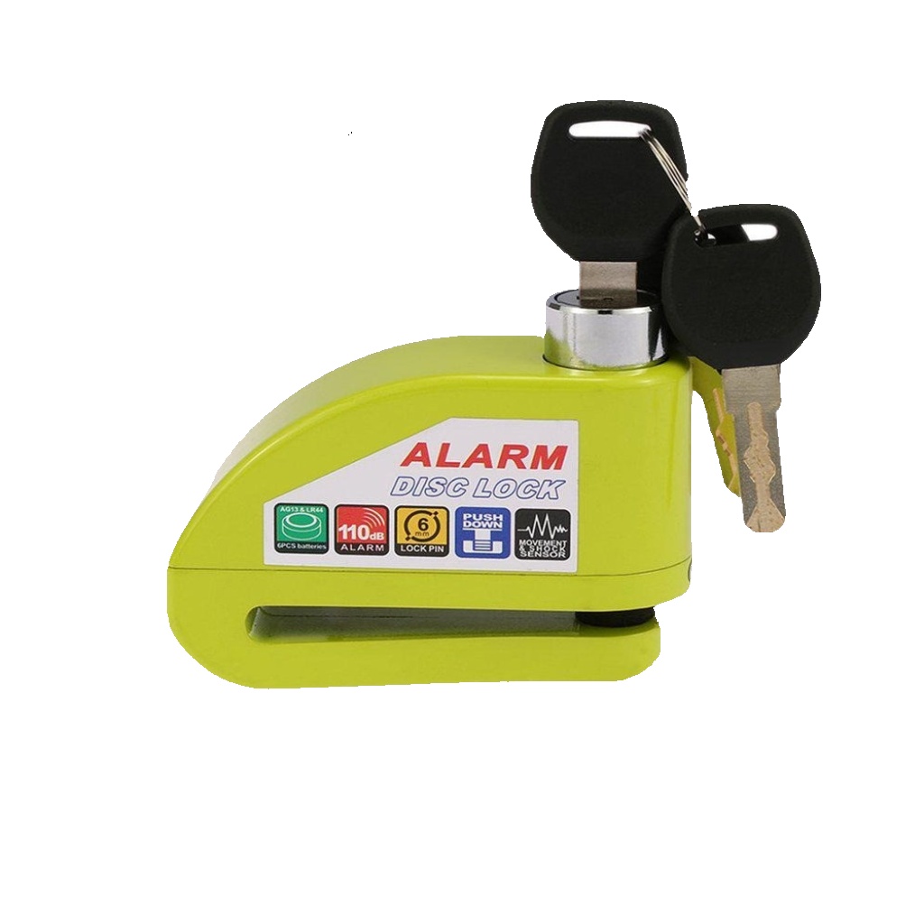 Motorcycle Motorbike Disc Lock Security ALARM  - Yellow -  Free reminder cable