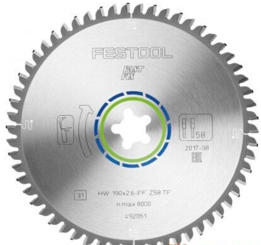 Festool 492051 Saw Blade ALUMINIUM / PLASTICS HW 190 dia x 2.6 kerf FastFix TF58