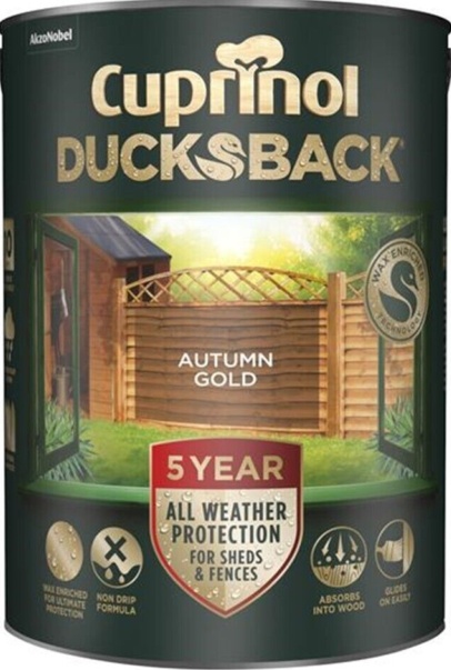 Cuprinol Ducksback 5 Year Waterproof for Sheds & Fences Autumn Gold 5L