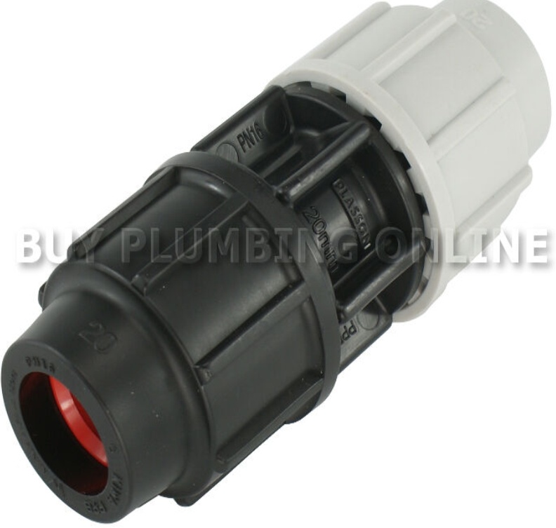 Plasson Metric to Imperial Coupling 25mm x 1/2"" for Blue Plastic Alkathene Pipe