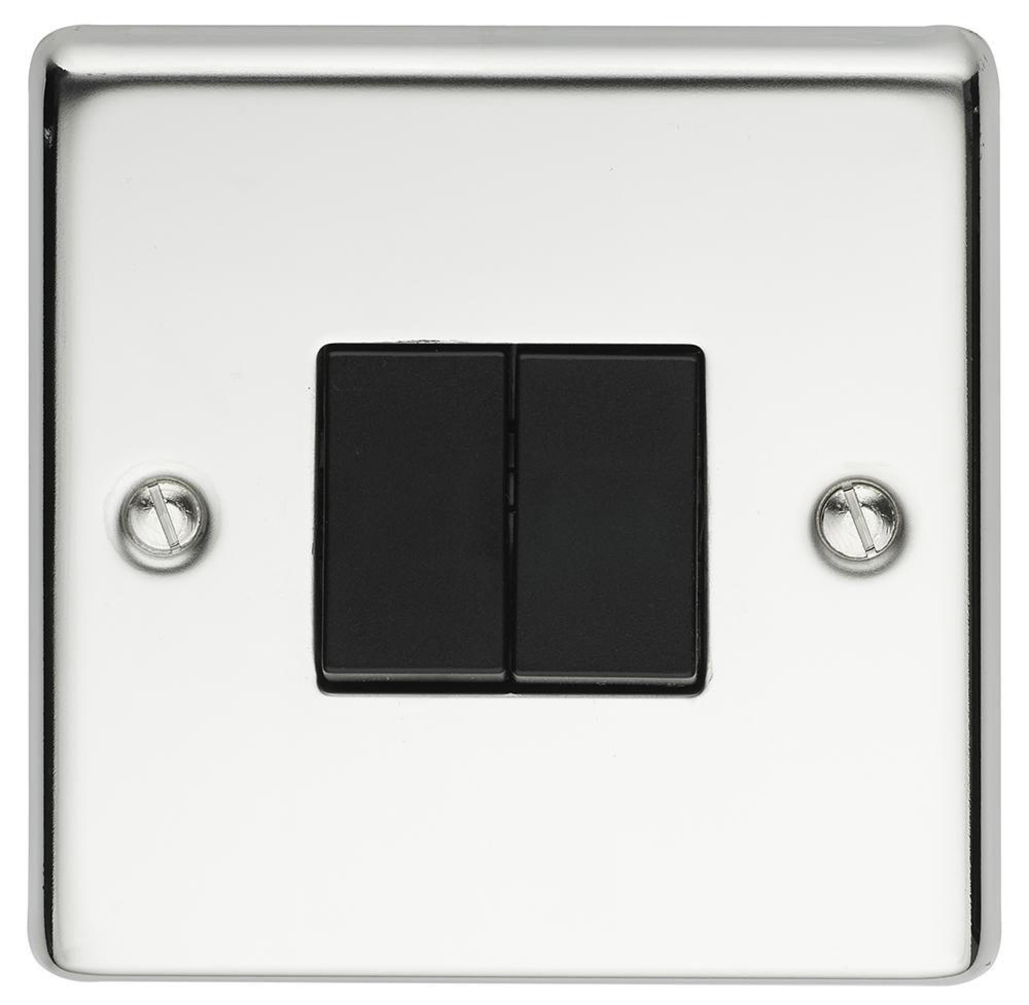 VOLEX ACCESSORIES - 2 Gang 2 Way 10AX Light Switch, Polished Chrome / Black